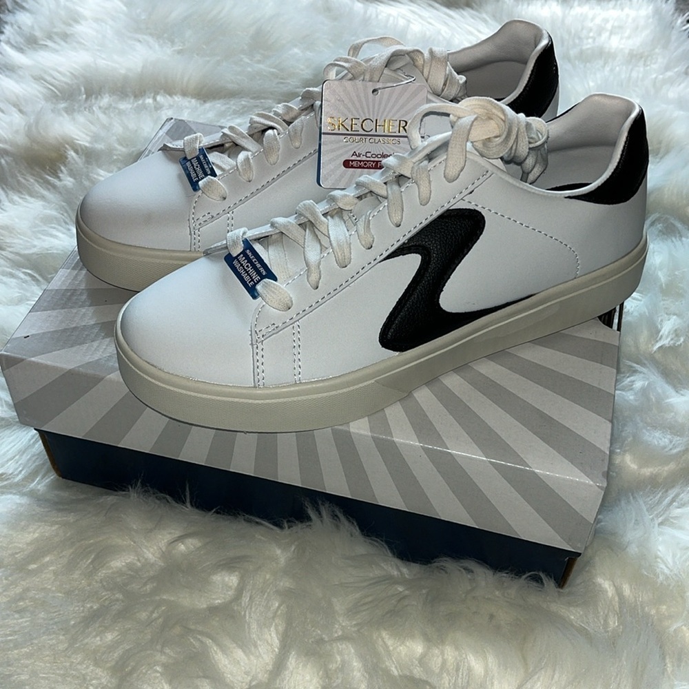🆕 Skechers Court Classics Eden LX Beaming Glory White/Black  Women’s Shoes Sz 8